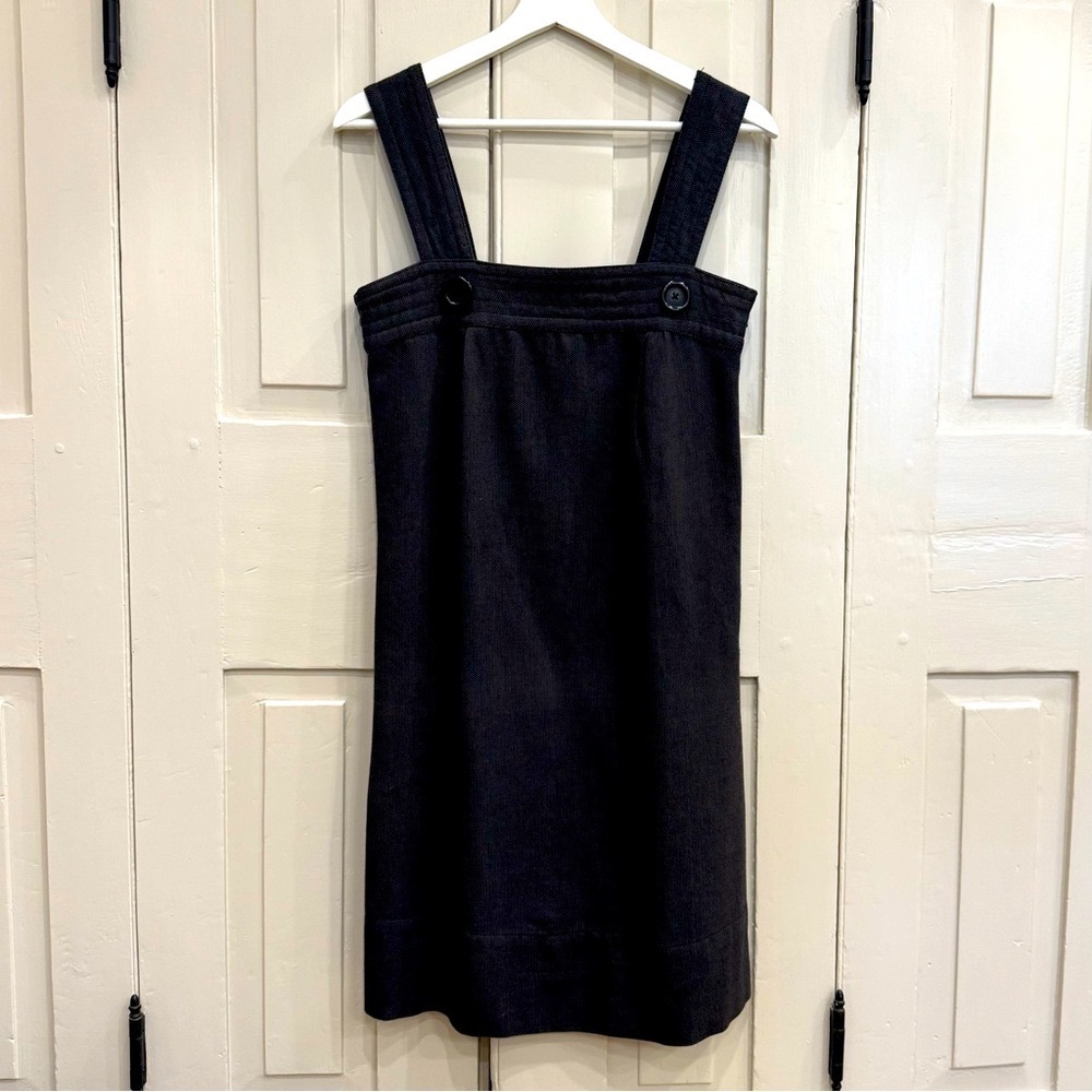 Dark Gray Sleeveless Dress with Button Detail‎
